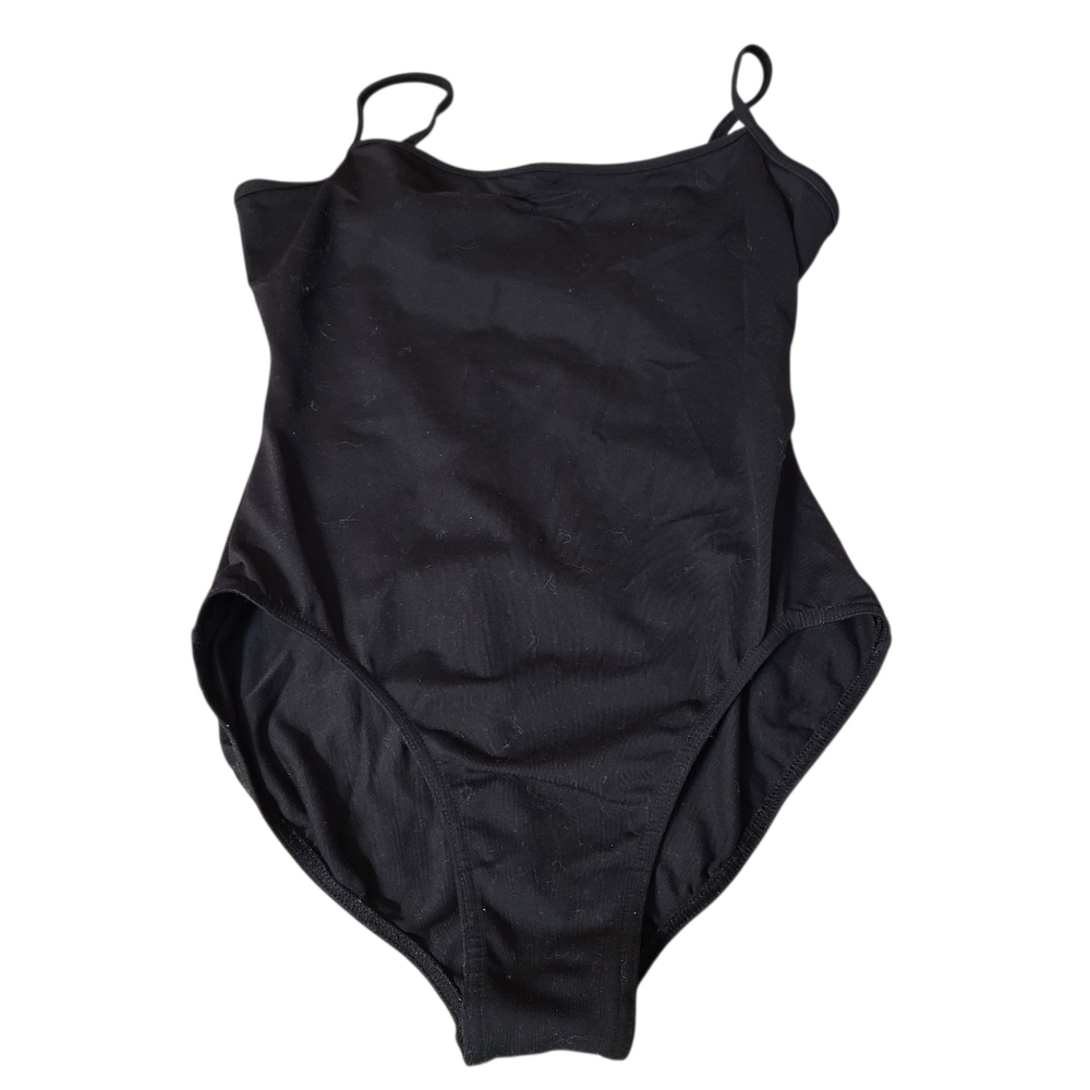 Petite For Mirella Black Bathing Suit Size PLarge Criss Cross Back Lined Chest